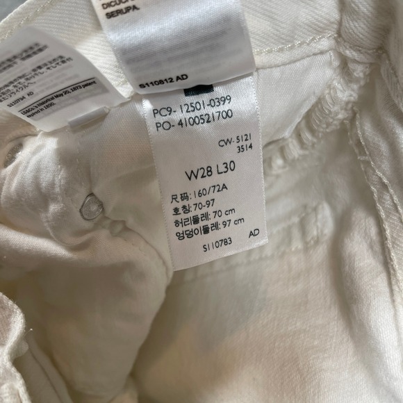 Levi's 501 Womens W28 L30 White Denim Jeans Distressed Button Fly - Picture 5 of 8